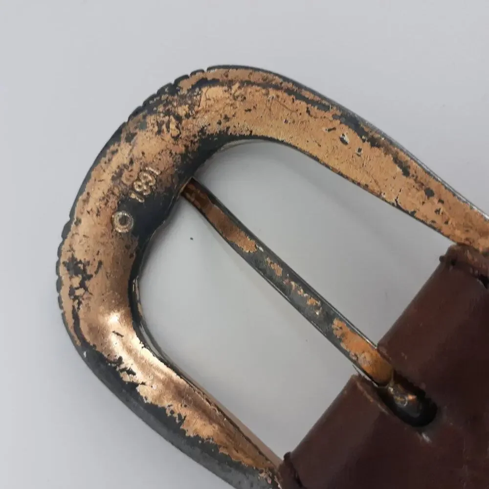 Vintage 1991 Western Rodeo Braided Brown Leather Conchos 28